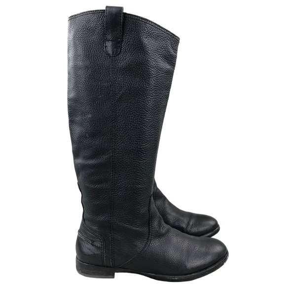 MADEWELL Women's 7.5 The Archive Black Pebbled Leather Knee High Riding Boots - Picture 1 of 16